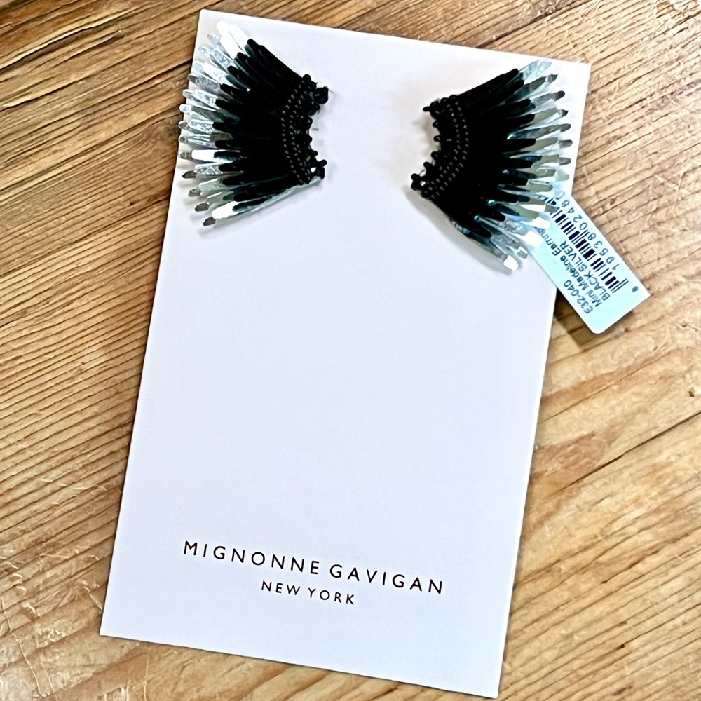 NWT Mignonne Gavigan Mini Madeline Earrings Black Silver - Picture 12 of 16